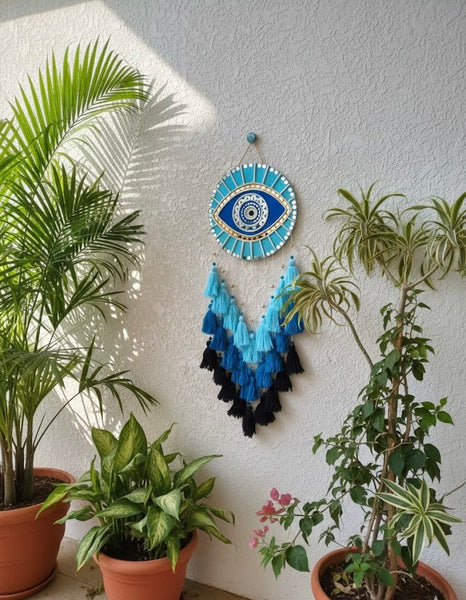 Evil Eye Lippan Art Wall Hanging with Tassles