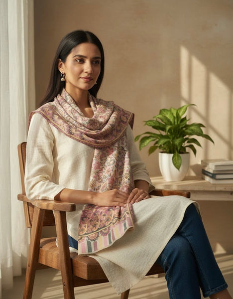 Blush Paisley Handwoven Stole