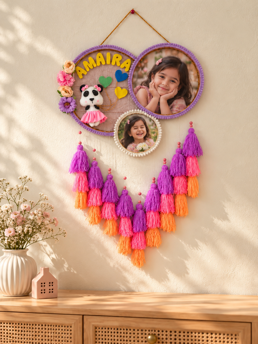 Personalized Kids Name & Photo Wall Hanging-Panda Girl