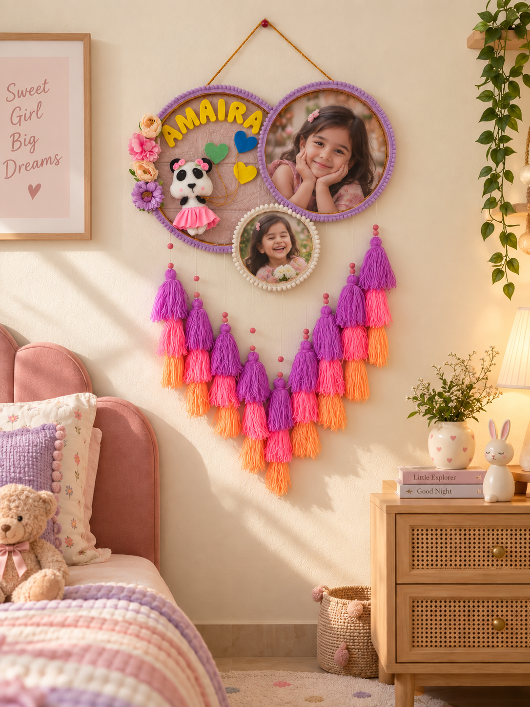 Personalized Kids Name & Photo Wall Hanging-Panda Girl