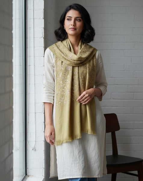 Muted Gold Floral Stole