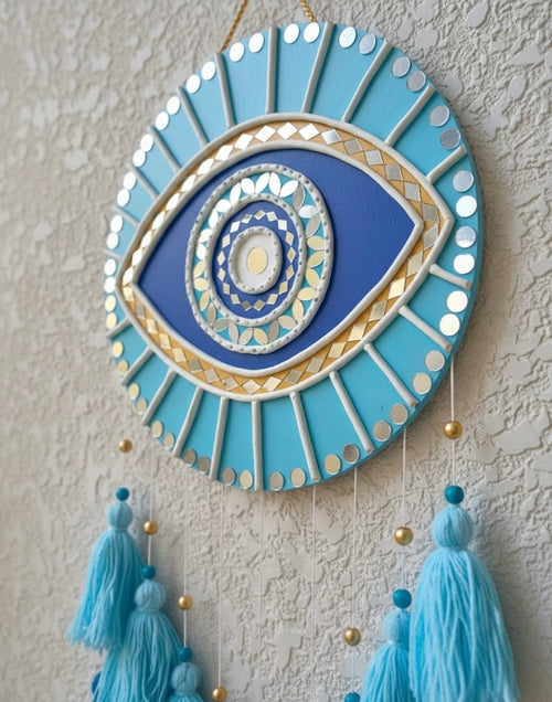 Evil Eye Lippan Art Wall Hanging with Tassles