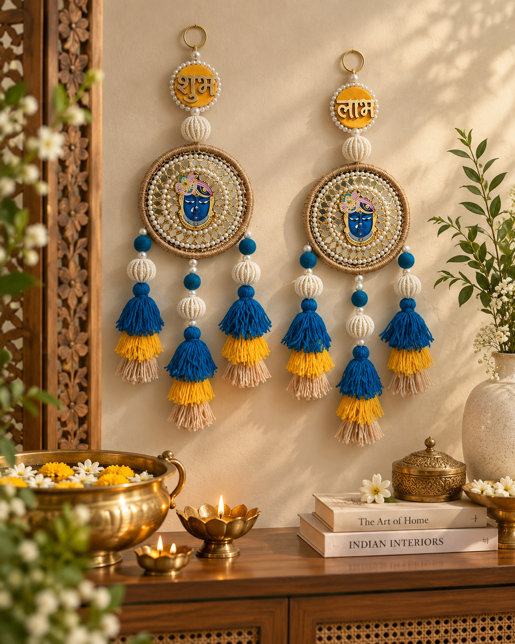 Shubh Labh Srinathji Wall Hanging with Tassels