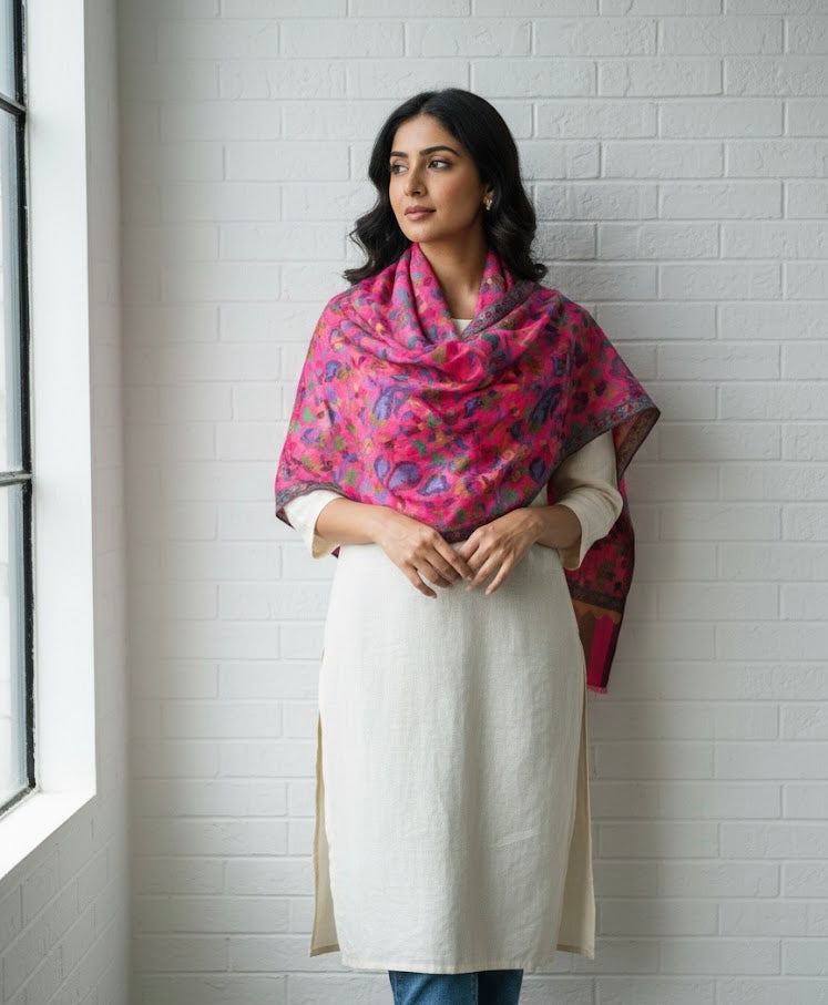 Fuchsia Bloom Paisley Stole