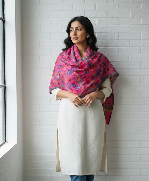 Fuchsia Bloom Paisley Stole