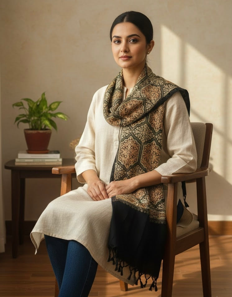 Midnight Heritage Embroidered Stole
