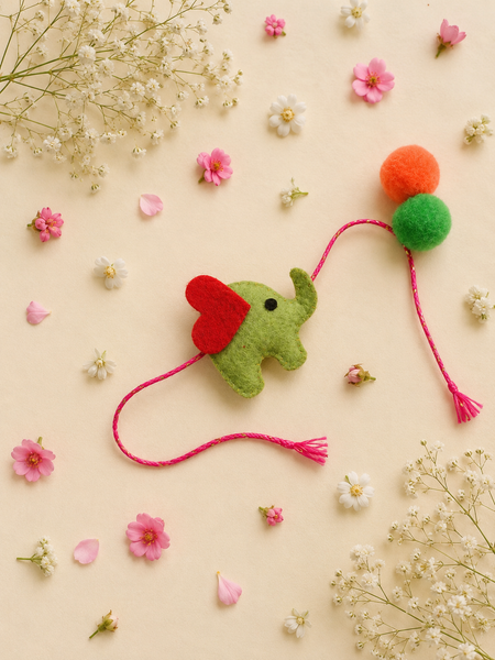 Handmade Elephant Felt Rakhi for Kids
