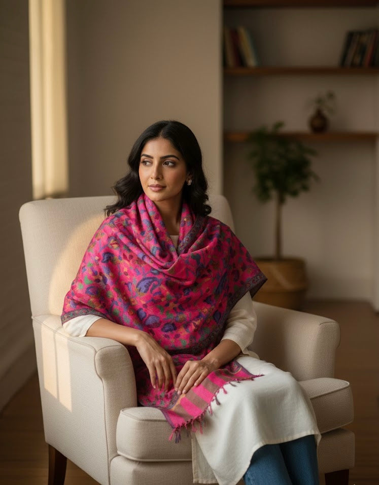 Fuchsia Bloom Paisley Stole