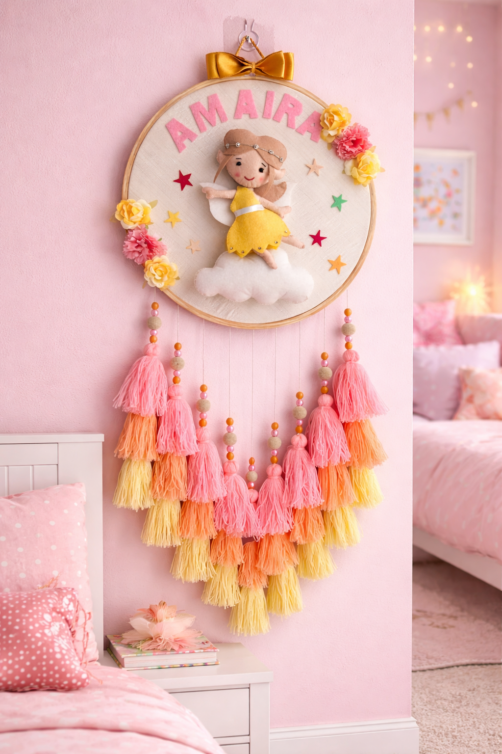 Handmade Personalized Kids Wall Hanging with Fairy