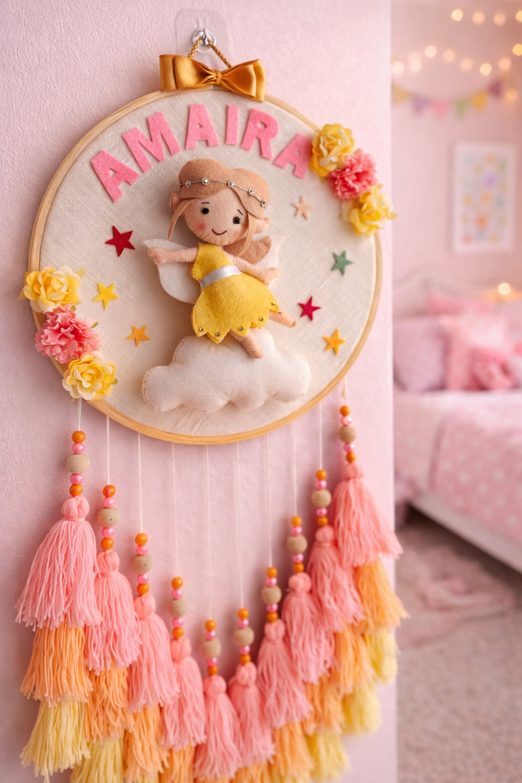 Handmade Personalized Kids Wall Hanging with Fairy