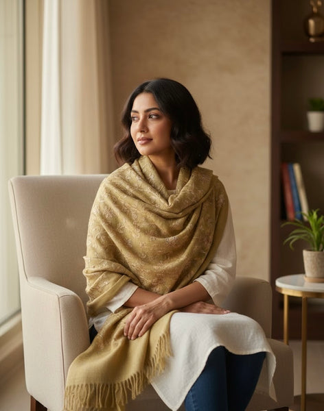Muted Gold Floral Stole