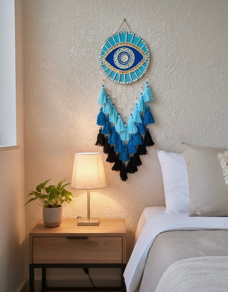 Evil Eye Lippan Art Wall Hanging with Tassles