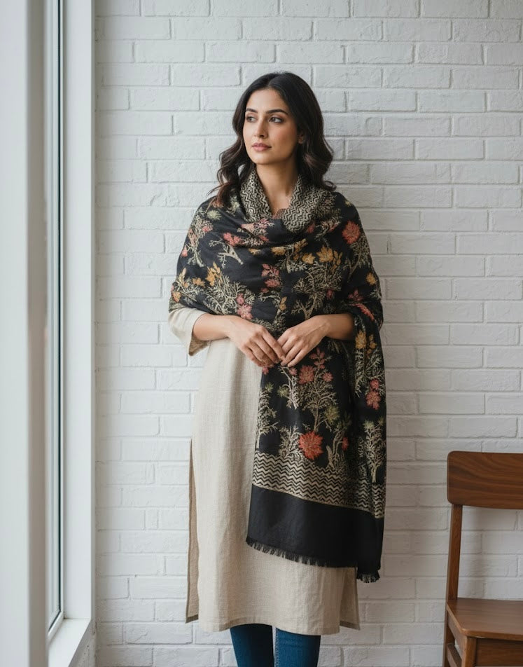 Midnight Bloom Floral Stole