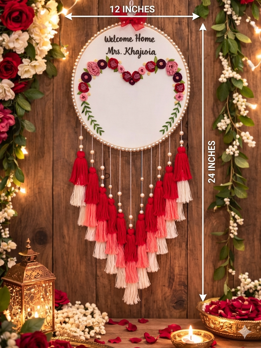 Bridal Welcome Handprint Hoop with Tassels
