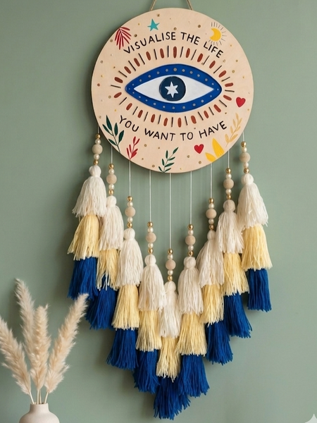 Evil Eye Home Decor Hanging with Beads & Tassels