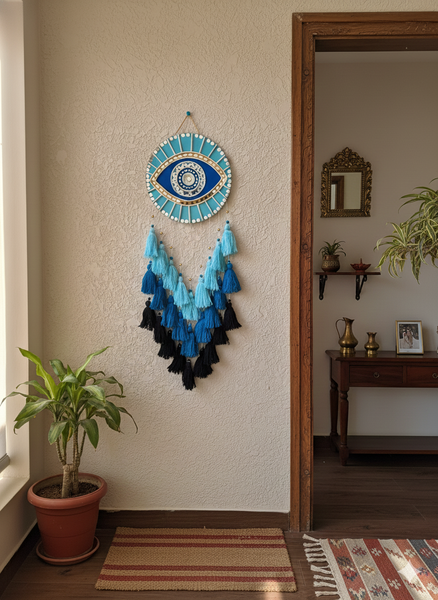 Evil Eye Lippan Art Wall Hanging with Tassles
