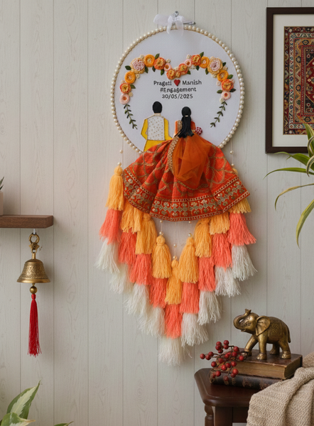 Customizable Couple Embroidered Hoop with Tassels