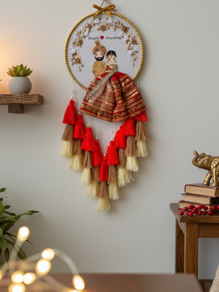 Customizable Couple Embroidered Hoop with Tassels