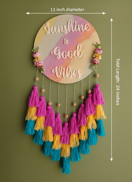 Sunshine & Good Vibes – Colorful Tassel Wall Hanging