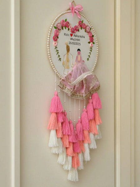 Customizable Couple Embroidered Hoop with Tassels