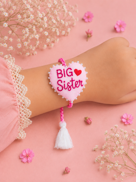 Big Sister Hand Embroidered Rakhi with Tassel