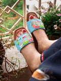 Fish & Coral embroidered Sliders
