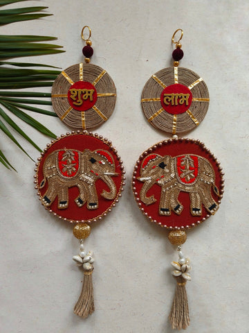 Shubh Labh Elephant Wall Hanging