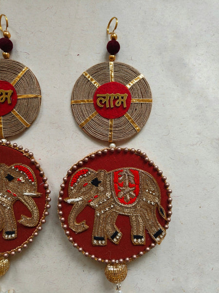 Shubh Labh Elephant Wall Hanging