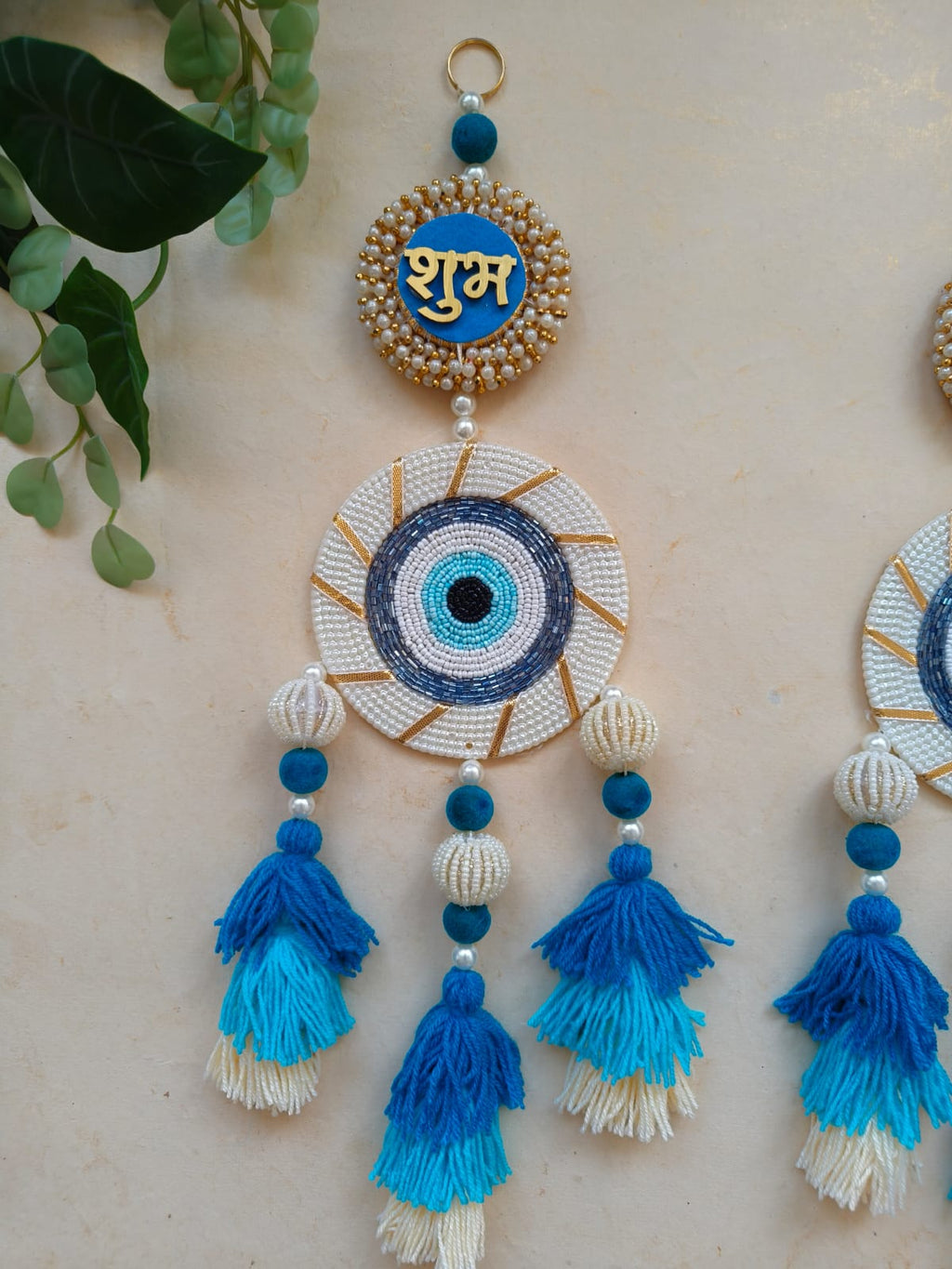 Shubh Labh Evil Eye Wall Hanging with Tassels