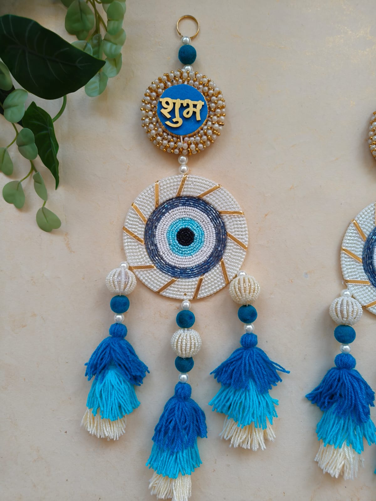 Shubh Labh Evil Eye Wall Hanging with Tassels