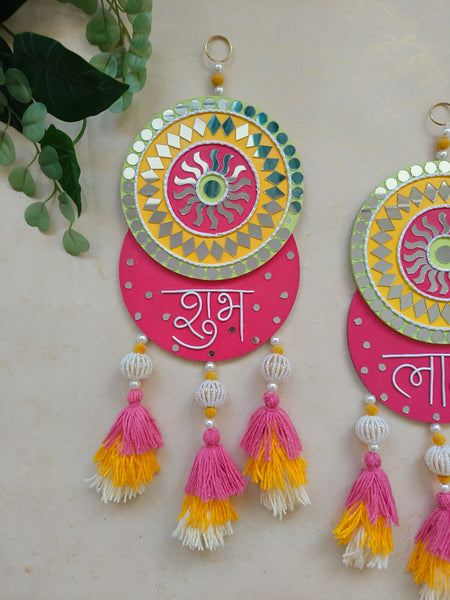 Shubh Labh Wall Hanging with Mirror Work
