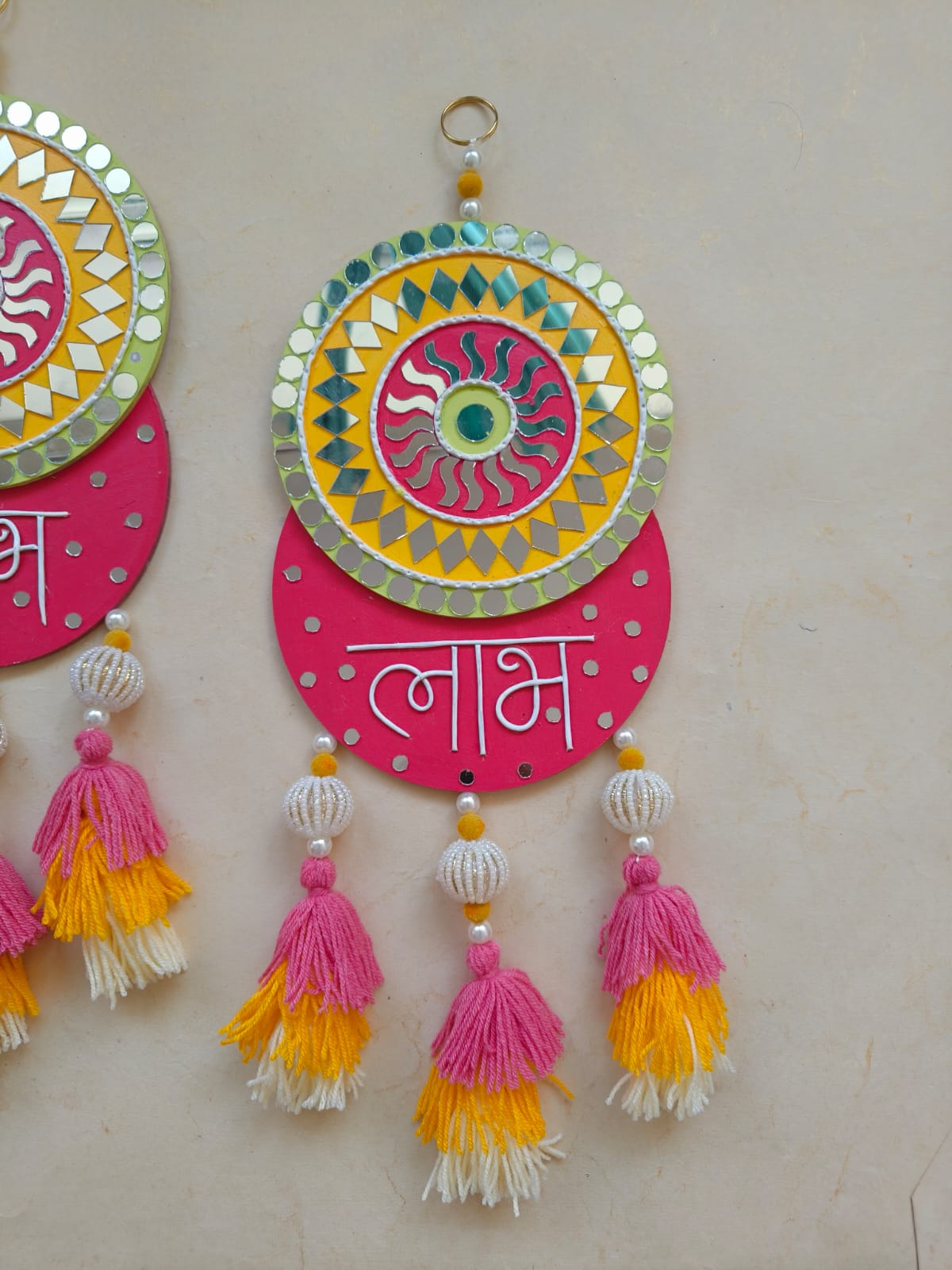 Shubh Labh Wall Hanging with Mirror Work
