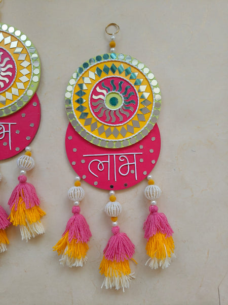 Shubh Labh Wall Hanging with Mirror Work