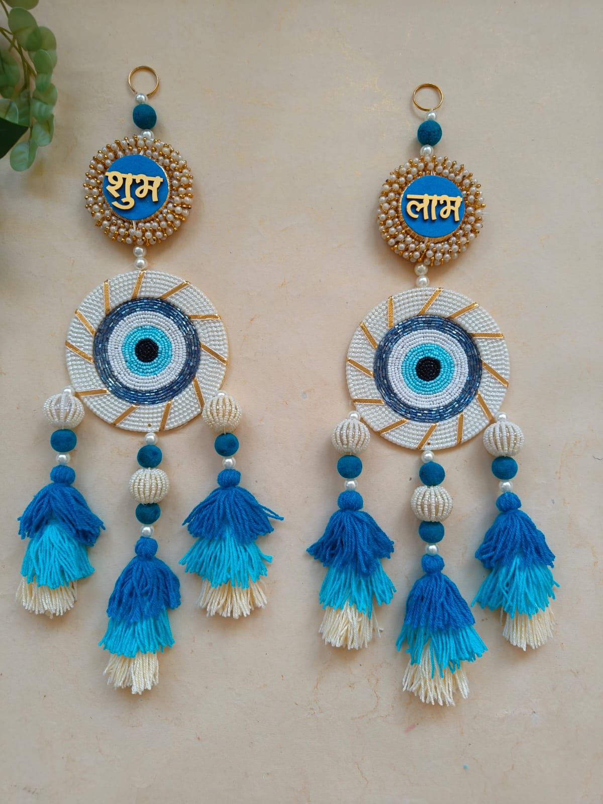 Shubh Labh Evil Eye Wall Hanging with Tassels