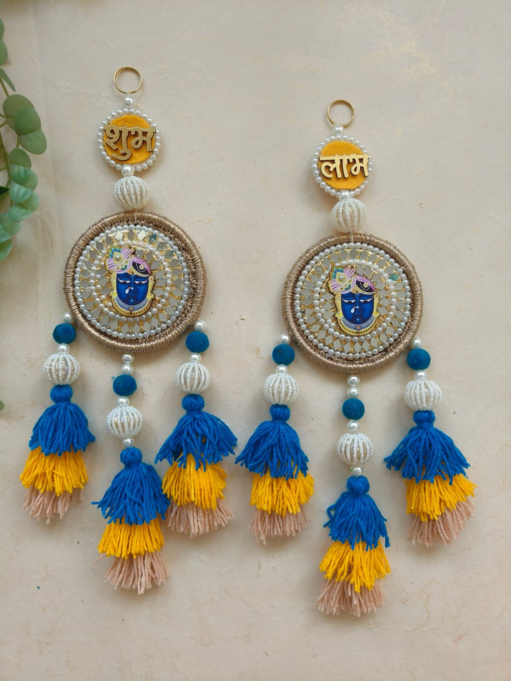 Shubh Labh Srinathji Wall Hanging with Tassels