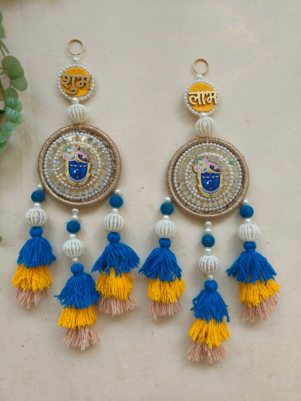Shubh Labh Srinathji Wall Hanging with Tassels