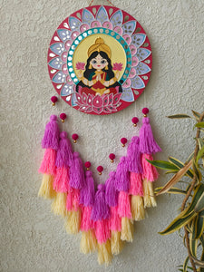 Goddess Laxmi Lippan Art Wall Hanging with Tassles