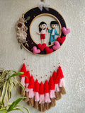 Dancing Couple Felt Hoop with Tassels