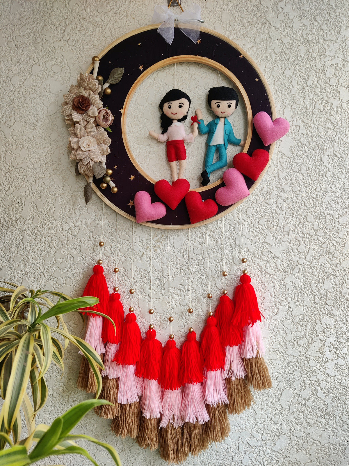Dancing Couple Felt Hoop with Tassels