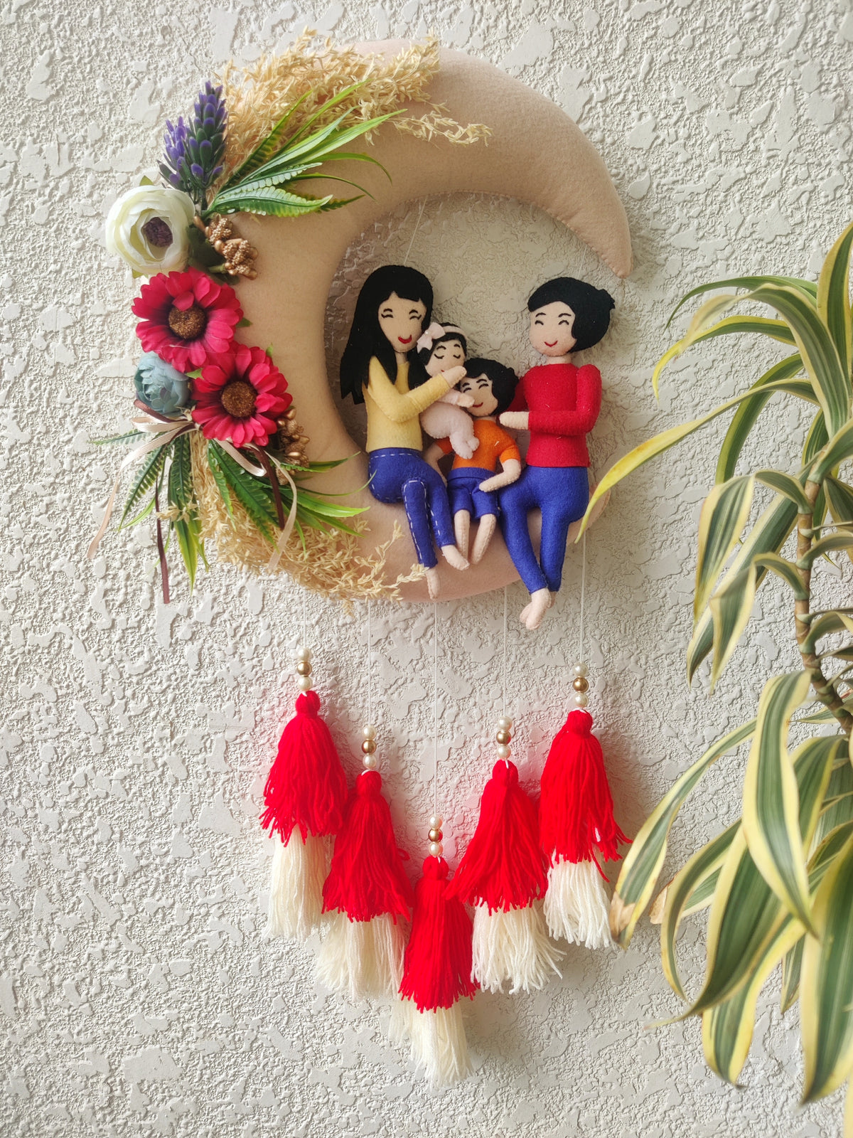 Couple Daughter & Son Felt Hoop with Tassels