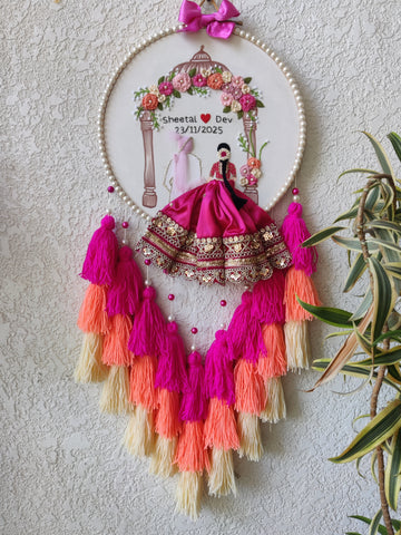 Customizable Couple Embroidered Hoop with Tassels