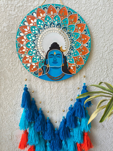 God Shiva Lippan Art Wall Hanging with Tassles