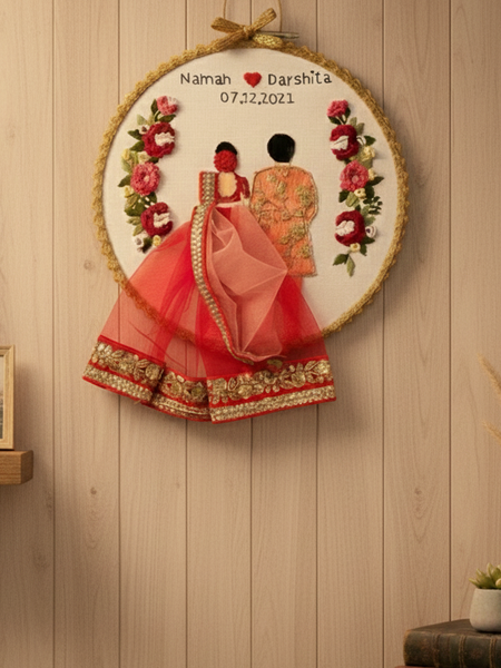 Customizable Couple Embroidered Hoop