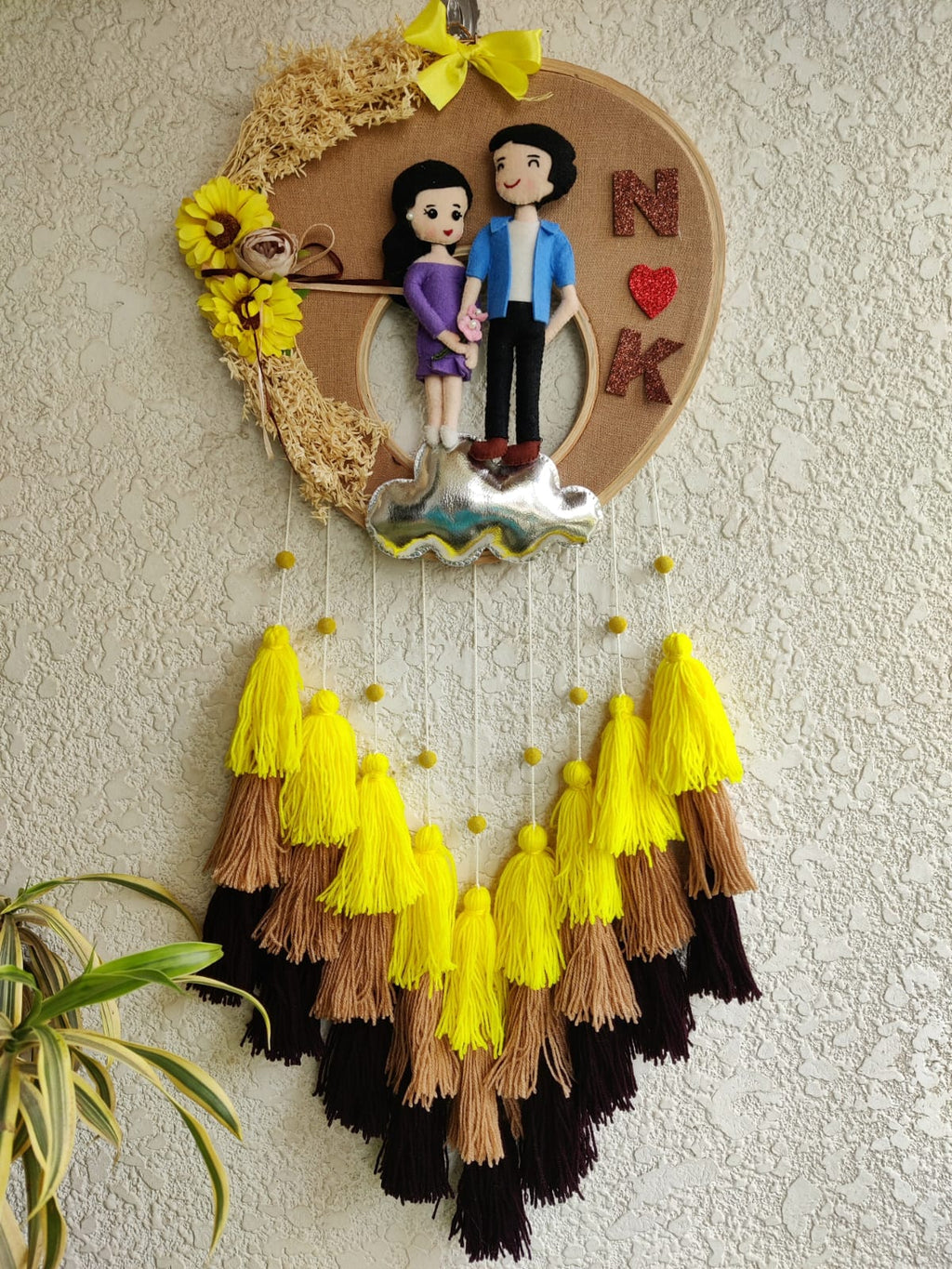 Customizable Couple Felt Hoop with Tassels