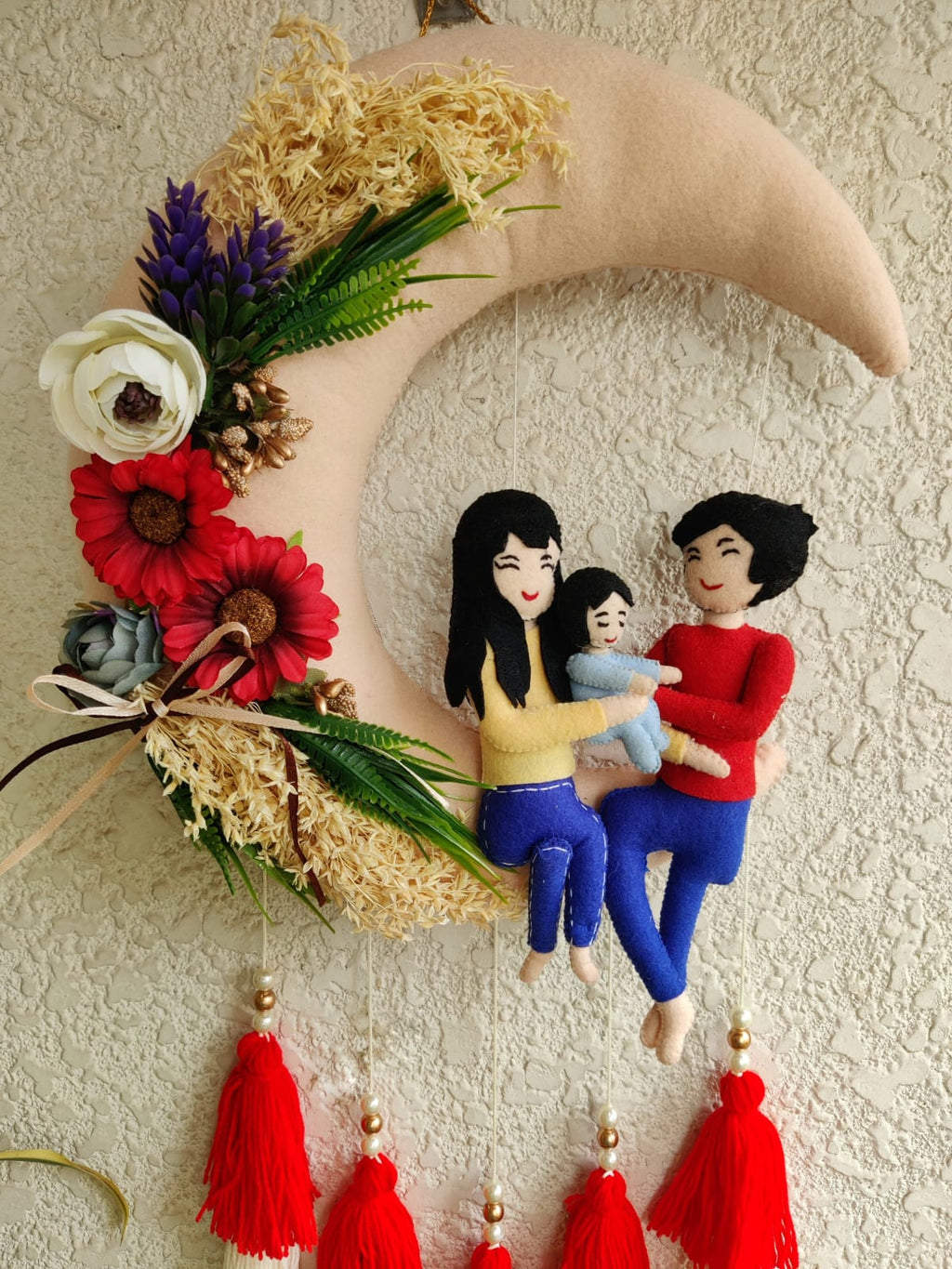 Couple & Son Felt Hoop with Tassels