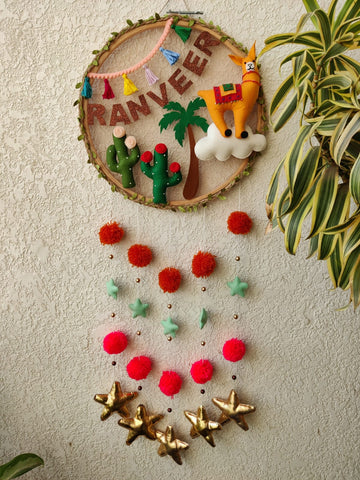 Customizable Name Felt Wall Hanging with Pompom & Stars