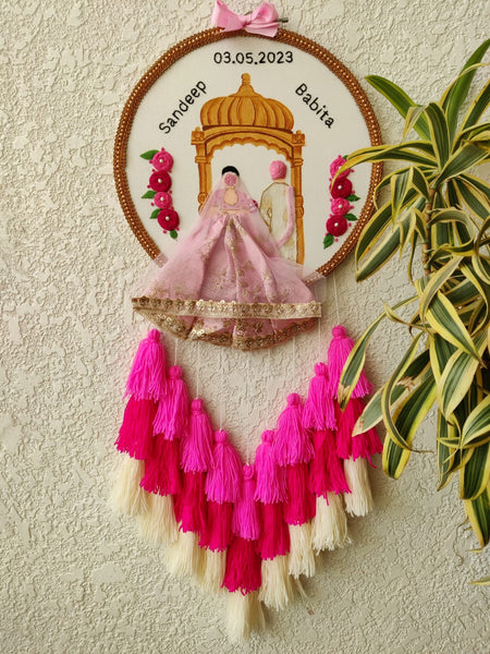 Couple Embroidered Hoop with Tassels