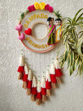 Customizable Bride & Groom Felt Double Photo Hoop with Tassles