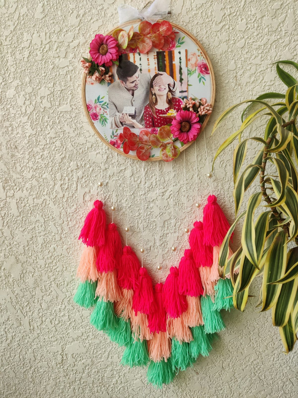 Floral Photo Frame Hoop with Tassles