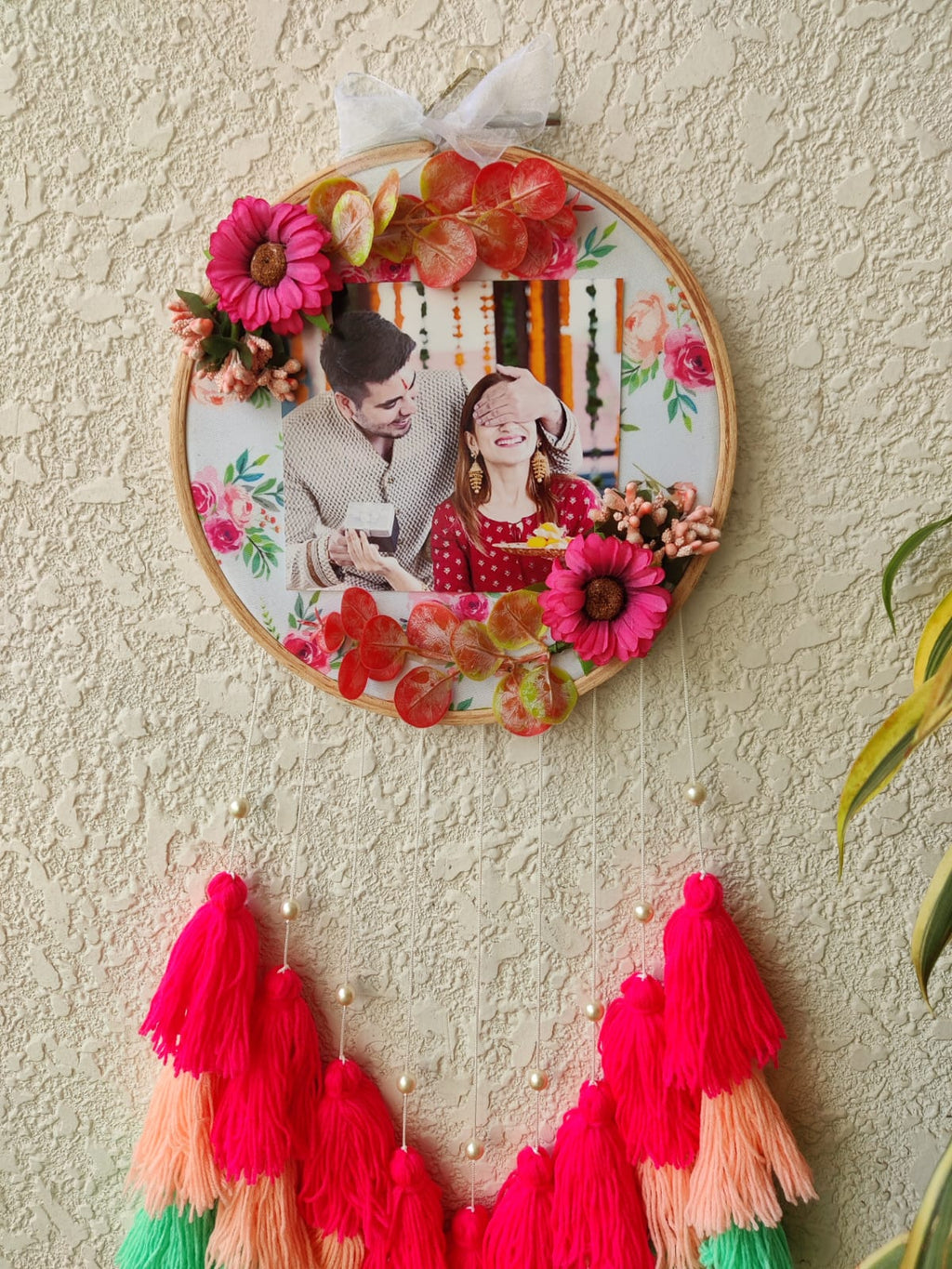 Floral Photo Frame Hoop with Tassles